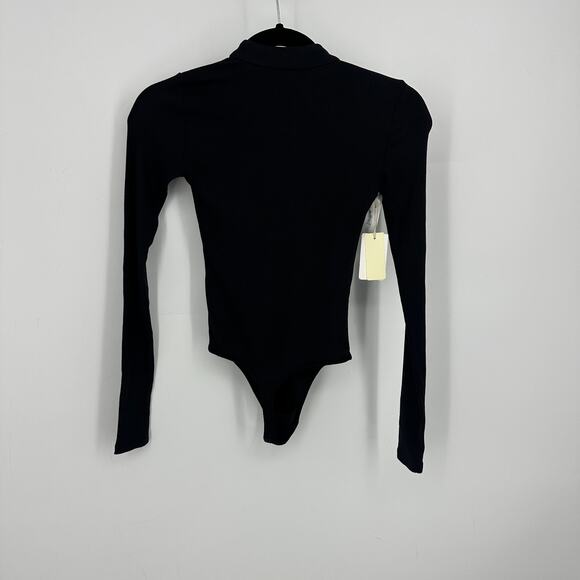 NWT Wilfred women Harlequin bodysuit long sleeve size XS black deep v-neck sexy - Picture 4 of 12